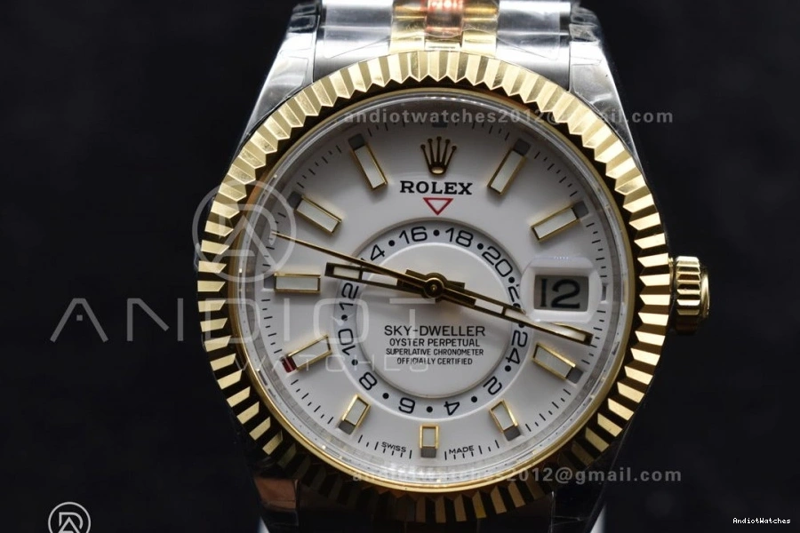 SS Best Noob A23J Skydweller On SS YG White Bracelet 1113 Edition EasyCare YG Dial 1202